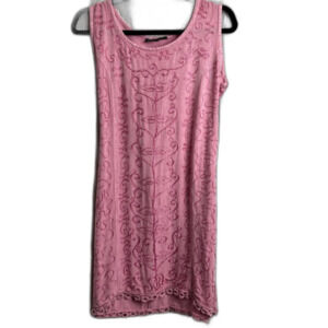 Pink Embroidered Sleeveless Dress Cover Up Women's One Size BohoN